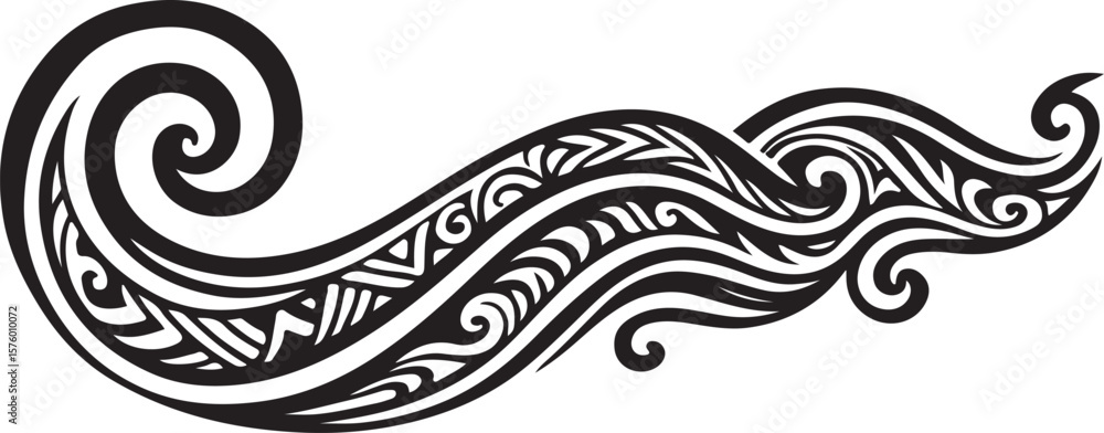 Poster a striking black and white abstract tribal design featuring flowing curves sharp angles and intricat