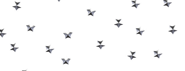 Fototapeta premium Abstract image of silver stars scattered on a white background. Perfect for backgrounds, textures, and designs.