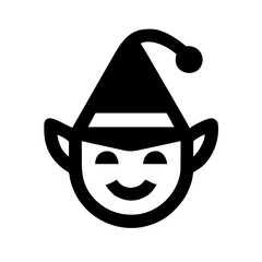 Joyful Elf Icon Festive Christmas Elf Face with Pointed Hat Illustration