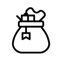 Abundant Gifts Overflowing from a Festive Bag A Holiday Line Art Illustration