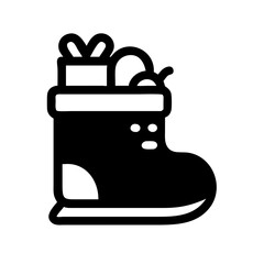 Christmas Boot Filled with Toys Festive Holiday Icon, Vector Illustration, Winter Season Graphic, Yuletide Gift Design, Santa's Boot