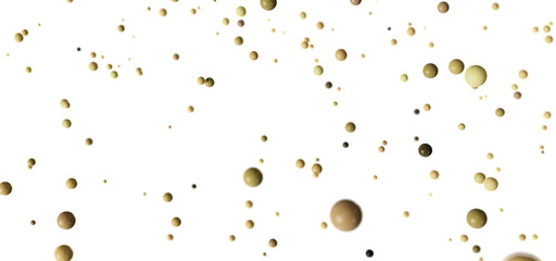 Stock photo of many small beige and brown spheres falling against a white background. Perfect for design projects.