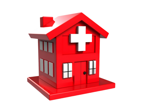 Red hospital miniature with white cross