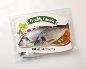 Premium fish packaging, highlighting freshness and retail market appeal