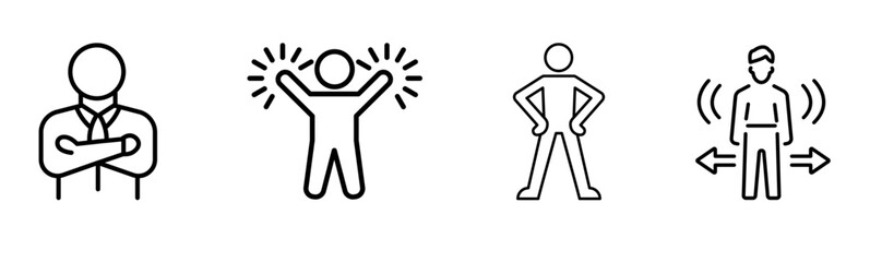 Human Pose Line Icons: Body Language & Communication Vector Set © The Shot Hub