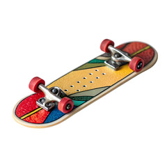 Colorful Mini Skateboard A CloseUp View isolated on transparent background