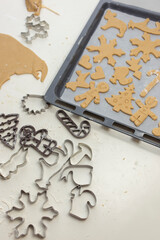 Baking Tray with Homemade Christmas Gingerbread Cookies


