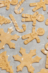 Baking Tray with Homemade Christmas Gingerbread Cookies

