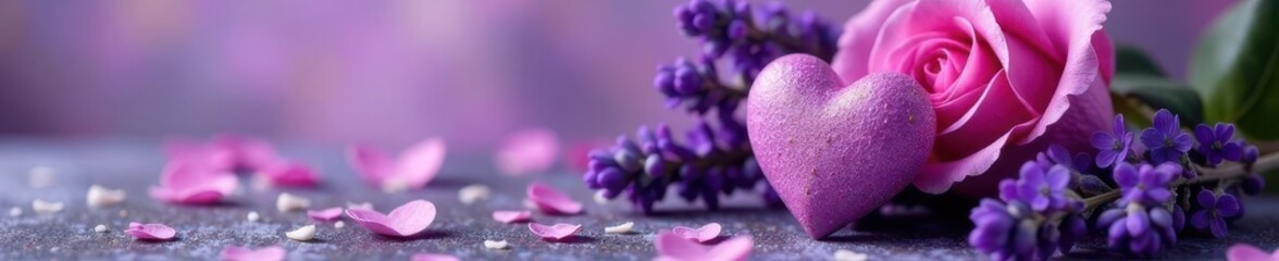 Fototapeta premium Lavender heart & rose scented decoration Purple, floral, aromatic , scented, summer, design