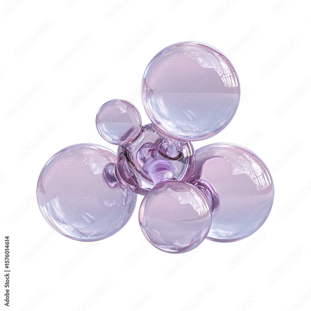 Poster abstract geometric arrangement of transparent spheres with gradient colors render