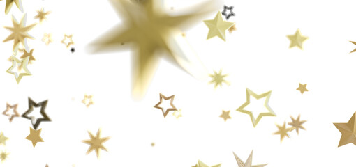 Obraz premium Beautiful image of golden stars falling on a white background. Perfect for festive designs.