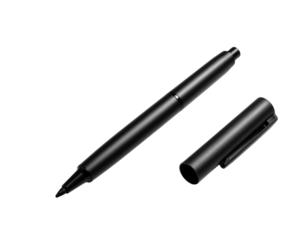  Minimalistic Black Felt Tip Pen with Open Cap on White Background.