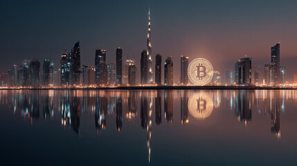 dubai skyline with bitcoin