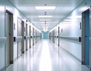 Hospital hallway, sterile, clean
