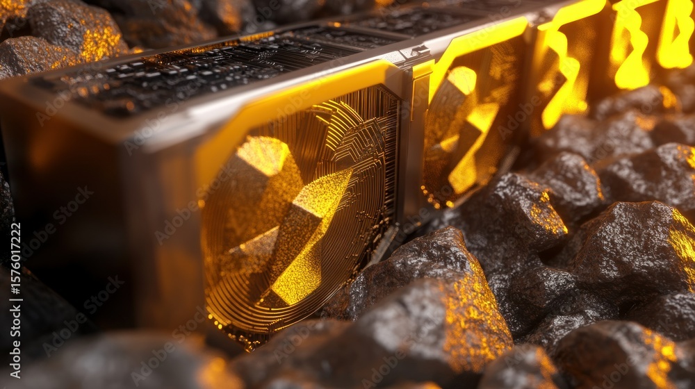 Aufkleber detailed close-up view of metallic blocks with intricate designs.