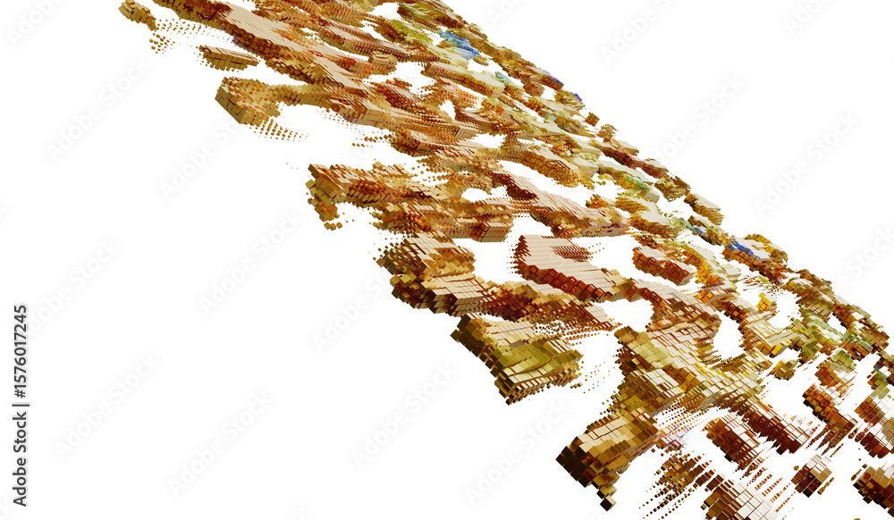 Poster 3d render of abstract gold cube pattern. perfect for technology, luxury, and modern design projects.