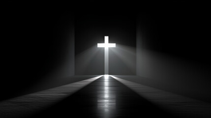 holy cross lightening up pathway in darkness