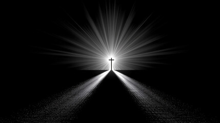 holy cross lightening up pathway in darkness