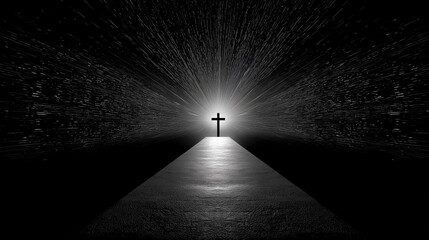holy cross lightening up pathway in darkness