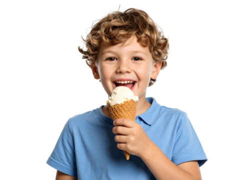 Joyful kid enjoying his ice cream