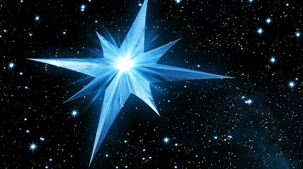 Brilliant icy starburst shining amidst a field of distant sparkling celestial bodies