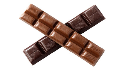 Delicious chocolate bars in dark and milk varieties, arranged on a white background.
