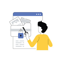Cyber security or web security concept illustration. Protection of the internet access, cyber attack prevention. Data protection and database safety of a digital device illustration