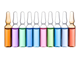 Naklejka premium Colorful ampoules in a row on black