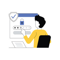 Cyber security or web security concept illustration. Protection of the internet access, cyber attack prevention. Data protection and database safety of a digital device illustration