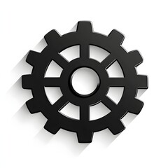 Obraz premium Black gear icon with a shadow.