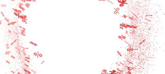 Abstract background with red percentage symbols exploding. Ideal for sale banners, discount promotions, and shopping themes.