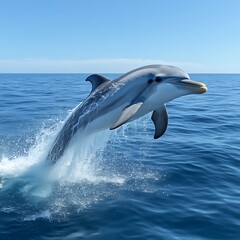 Dolphin leaping gracefully in ocean