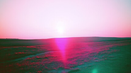 Colorful, vibrant field at sunset.