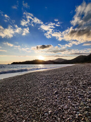 Obraz premium beautiful landscape of a sandy beach on the sea