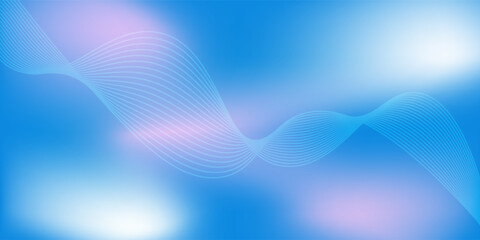 Abstract blue gradient background with shining lines waves. Minimalist background for banner, poster, cover, brochure, flyer, website