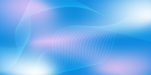 Abstract blue gradient background with shining lines waves. Minimalist background for banner, poster, cover, brochure, flyer, website
