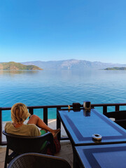 Fototapeta premium beautiful interior of a restaurant on the seashore