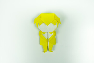 Origami tuxedo Figures on Plain White Background

