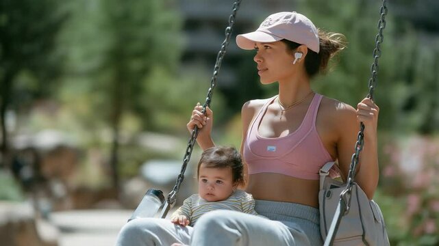 Join a work mom for a fun park playdate in stylish athleisure at the playground.