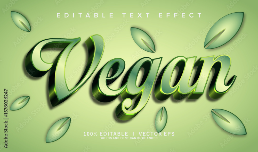 Aufkleber vegan vector text effect with modern style design