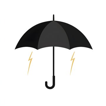 Black umbrella with lightning protection.