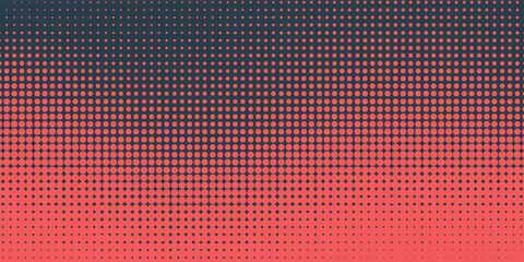 Vector Halftone Pattern Smooth Curved Border Red Blue Abstract Background.
