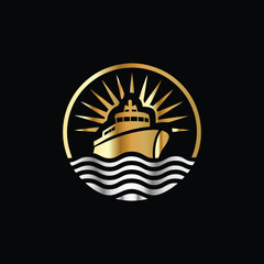 Obraz premium Cruise Ship Logo Icon Design Vector Template. Luxury Ship Logotype. Cruise ship logo. Vector illustration of a ship on the water. 