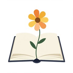 Yellow Flower Growing From Open Book