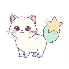 Fototapeta premium Cute Pastel Kitten with Star Tail