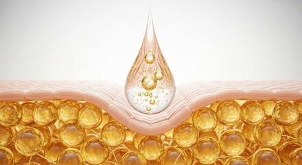 Beauty of serum drop: A detailed look at the rejuvenating power of a serum drop on the skin, revealing a close-up view of its hydrating effects.