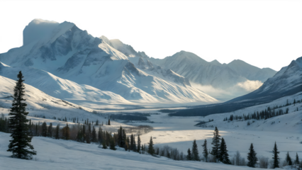 Snow-Capped Alaska Range in Pristine Wilderness Nature Landscape