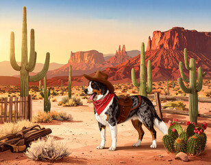 a Western-style dog — a loyal, rugged dog like a German Shepherd, Border Collie, or Australian Cattle Dog. ai generated