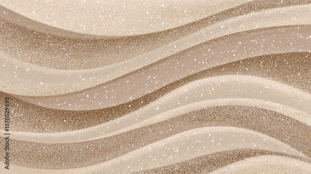 Aufkleber abstract beige and brown wavy pattern with textured dots and smooth curves, creating a soothing and 