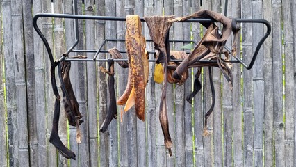 close up of an old Banana peels